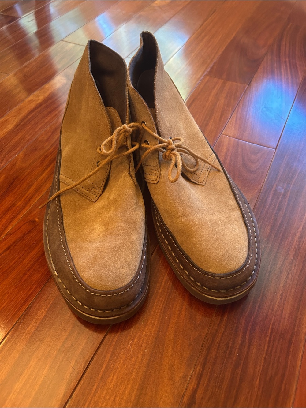 Clarks Men's Two-Tone Tan and Dark Brown Suede Chukka Boots